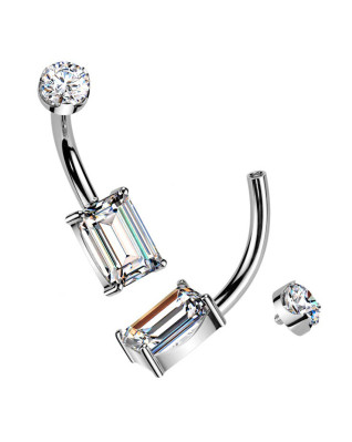 Luxusný piercing do pupku s Moissanity 1.25ct, TITAN
