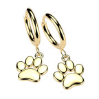 Pozlátené visiace oceľové náušnice psie labky