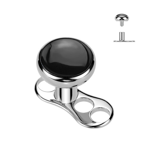 Kompletný microdermal piercing TITAN, čierny onyx