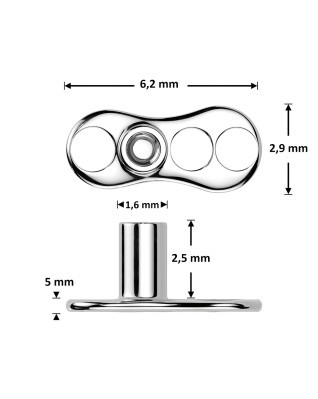 Kompletný microdermal piercing TITAN, čierny onyx