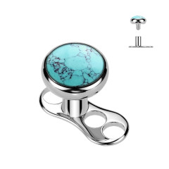 Kompletný microdermal piercing TITAN, tyrkys
