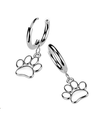 Visiace oceľové náušnice psie labky