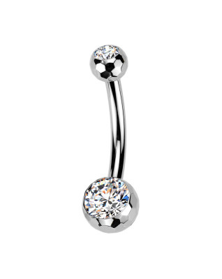 Piercing do pupku banánik malý - TITAN, guličky 4 a 6 mm