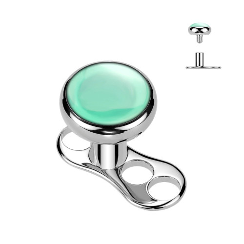 Kompletný microdermal piercing TITAN, zelený onyx