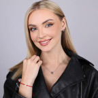 Textilný náramok Kabbalah červený so striebornou labkou