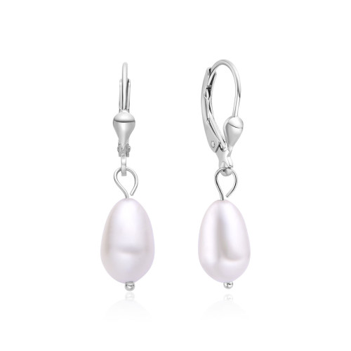 Strieborné náušnice s oválnymi prírodnými perlami