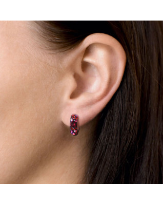 Strieborné náušnice kruhy s kryštálmi Crystals from Swarovski®, Cherry