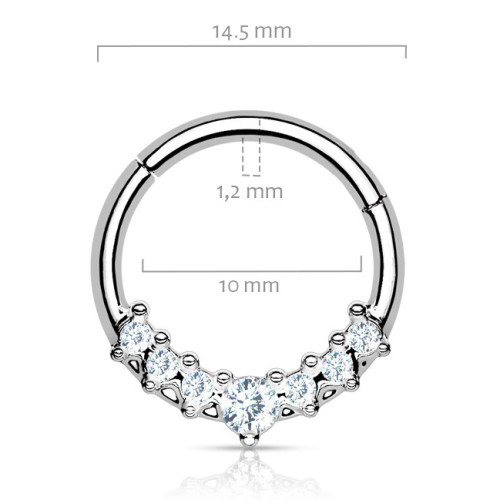 Oceľový piercing do nosa - tragus/helix/septum, 1,2 x 10 mm