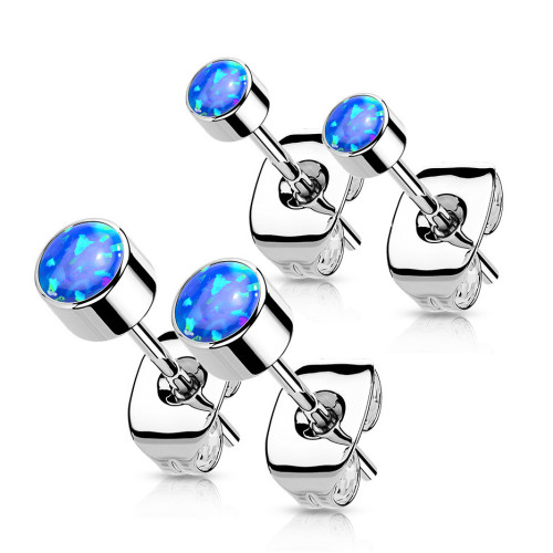 Titanové náušnice s okrúhlym opálom