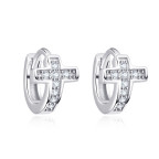 Strieborné náušnice krížiky so zirkónmi