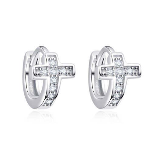 Strieborné náušnice krížiky so zirkónmi