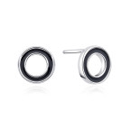 Strieborné náušnice čierna kolieska