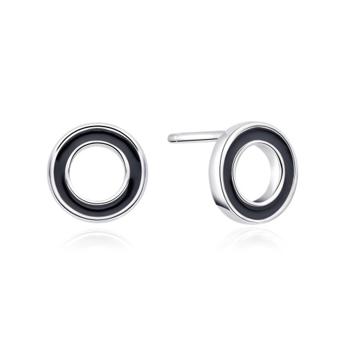 Strieborné náušnice čierna kolieska