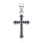 Strieborný prívesok krížik s čiernymi zirkónmi