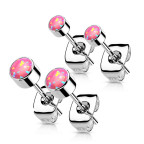 Titánové náušnice s okrúhlym opálom 3 mm