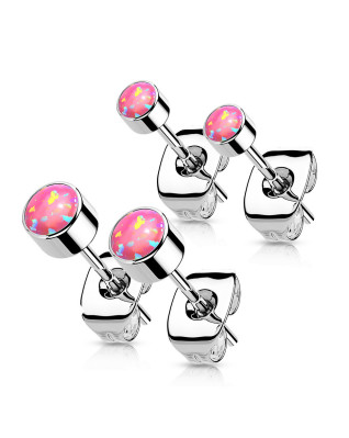 Titánové náušnice s okrúhlym opálom 3 mm