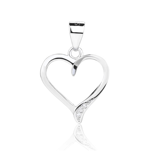 Strieborný prívesok - srdiečko so zirkónmi