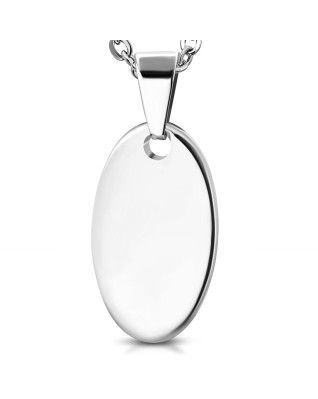 Oceľový prívesok - mini oválna doštička 14 x 22 mm