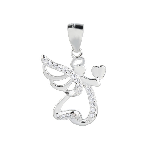 Strieborný prívesok anjelik so srdiečkom