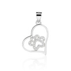 Strieborný prívesok srdiečko s labkou