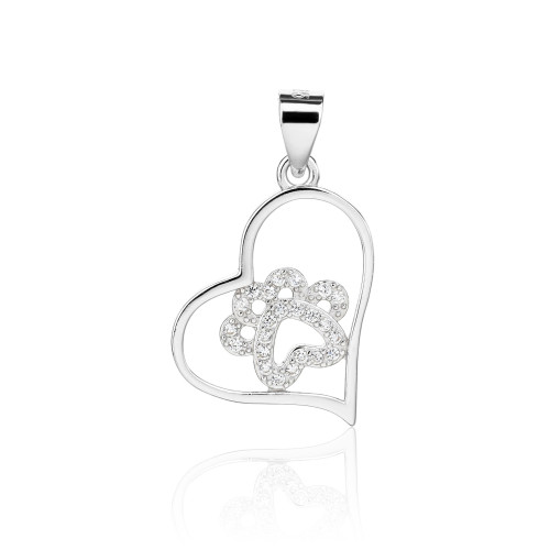 Strieborný prívesok srdiečko s labkou