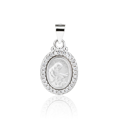Strieborný prívesok madailón Madonka