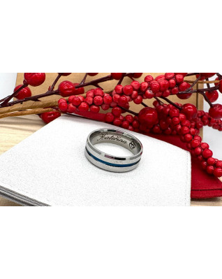 Oceľový prsteň s modrým pruhom