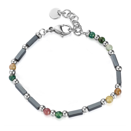 Oceľový náramok s farebnými korálkami