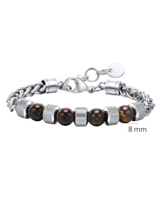 Pánsky oceľový náramok s tigrím okom