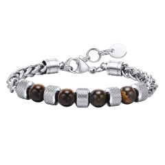 Pánsky oceľový náramok s tigrím okom