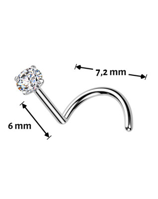 Luxusný piercing do nosa Moissanit 0.11ct (3mm), TITAN