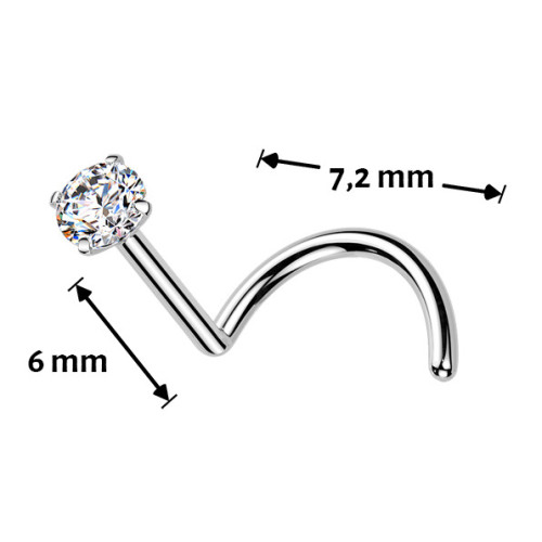 Luxusný piercing do nosa Moissanit 0.11ct (3mm), TITAN