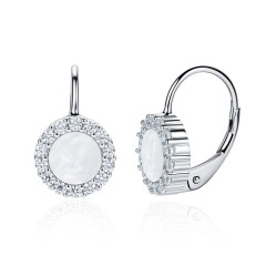 Strieborné dámké náušnice s mliečnymi kameňmi
