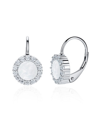 Strieborné dámké náušnice s mliečnymi kameňmi