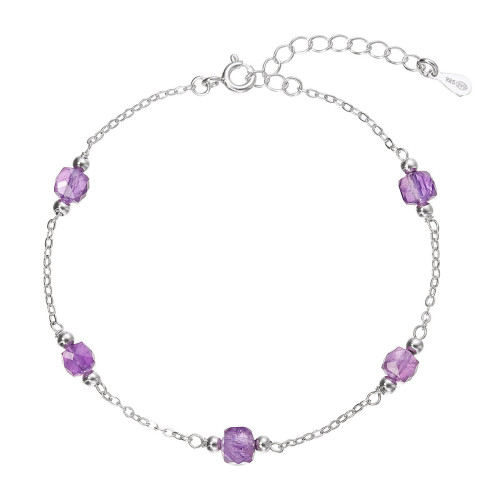 Strieborný náramok s ametystmi