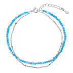 Strieborný dvojitý náramok s farbenými howlitmi