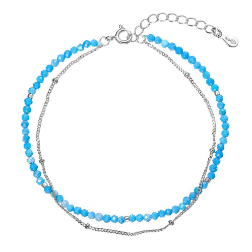 Strieborný dvojitý náramok s farbenými howlitmi