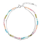 Strieborný dvojitý náramok s farebnými kameňmi