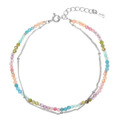 Strieborný dvojitý náramok s farebnými kameňmi