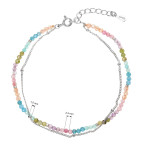 Strieborný dvojitý náramok s farebnými kameňmi