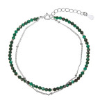 Strieborný dvojitý náramok s malachitmi