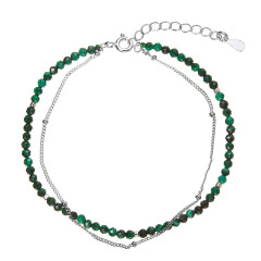 Strieborný dvojitý náramok s malachitmi