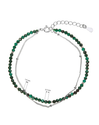 Strieborný dvojitý náramok s malachitmi