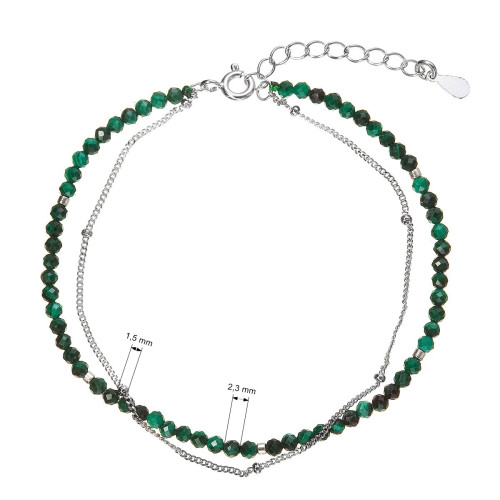 Strieborný dvojitý náramok s malachitmi