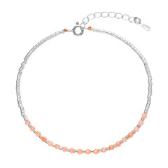 Strieborný náramok s oranžovými koralmi