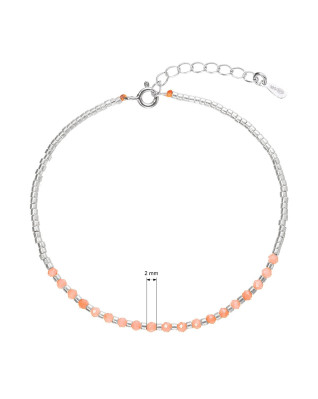 Strieborný náramok s oranžovými koralmi