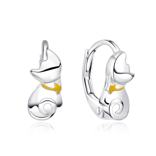 Strieborné náušnice na klapku mačičky