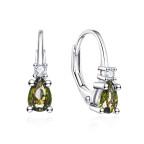 Strieborné náušnice s čírymi a olivovými zirkónmi