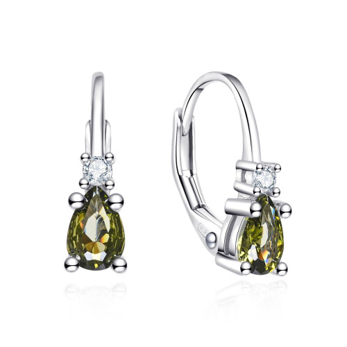 Strieborné náušnice s čírymi a olivovými zirkónmi