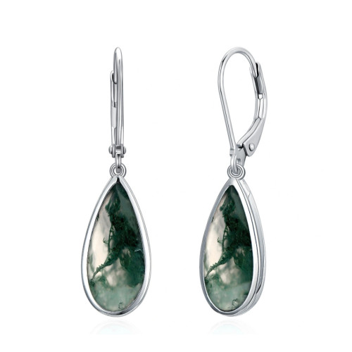 Strieborné náušnice s machovými achátmi